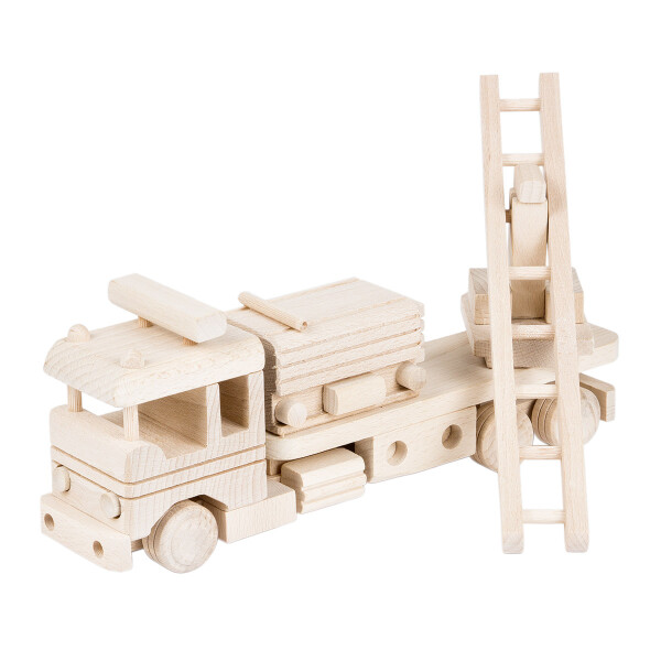 Feuerwehr, Holzfeuerwehrauto, Holzspielzeug, 33 × 7 × 12 cm