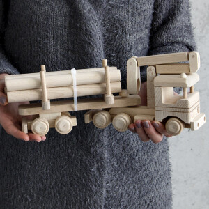 Holz-Lkw mit Kran, Holzspielzeug, Kinderspielzeug,...