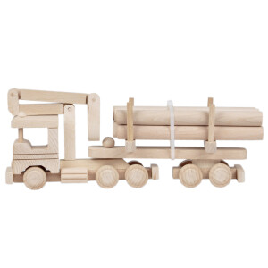 Holz-Lkw mit Kran, Holzspielzeug, Kinderspielzeug, 32 × 9 × 15 cm