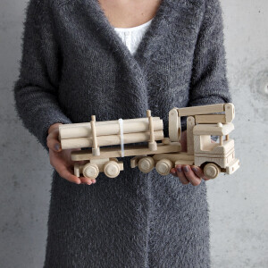 Holz-Lkw mit Kran, Holzspielzeug, Kinderspielzeug, 32 × 9 × 15 cm