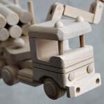 Holz-Lkw mit Kran, Holzspielzeug, Kinderspielzeug, 32 × 9 × 15 cm