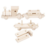 Holzeisenbahn mit Bausteinen, Holzspielzeug, 56 × 7 × 12 cm