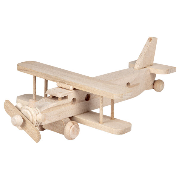 Doppeldecker Holzflugzeug, Holzspielzeug 34 x 20 x 8 cm
