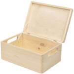 Holzkiste mit Deckel und Griffen, 30 × 20 × 14 cm
