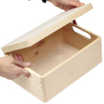 Holzkiste mit Deckel und Griffen, 30 × 20 × 14 cm