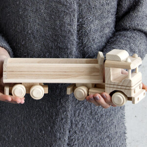 Muldenkipper, Sandkasten-Holzspielzeug aus Holz, 30 × 7 × 10 cm