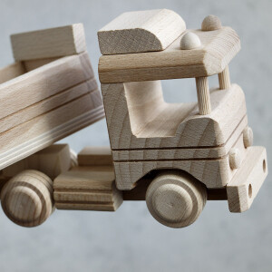 Muldenkipper, Sandkasten-Holzspielzeug aus Holz, 30 × 7 × 10 cm