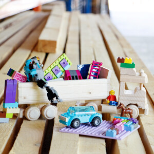 Muldenkipper, Sandkasten-Holzspielzeug aus Holz, 30 × 7 × 10 cm