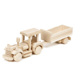 Traktor mit Hänger, Holz, Holzspielzeug, 43 x 8 x 12 cm