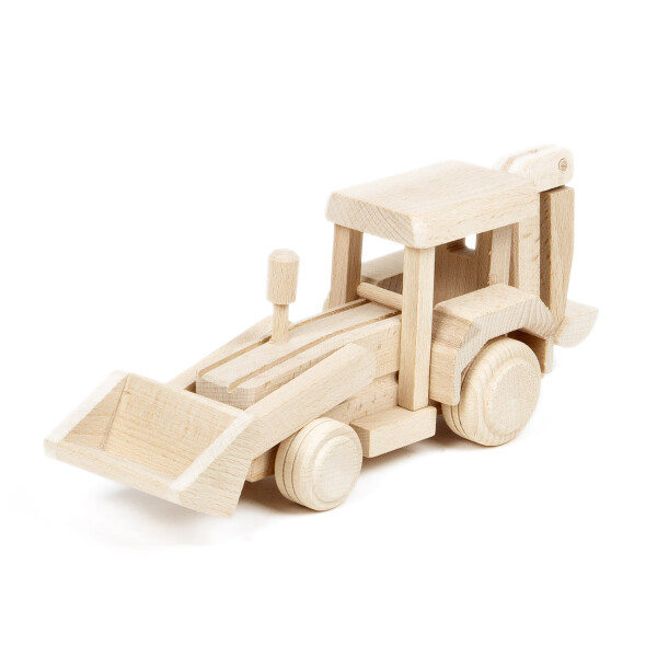 Bagger aus Holz, Radlader Holzspielzeug, 27 × 7 × 10 cm