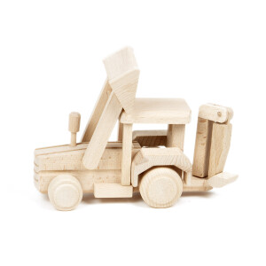 Bagger aus Holz, Radlader Holzspielzeug, 27 × 7 × 10 cm