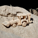 Bagger aus Holz, Radlader Holzspielzeug, 27 × 7 × 10 cm