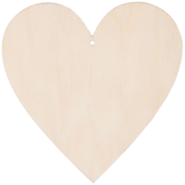 Großes Holzherz mit Fädelloch, 10 × 10 cm, Holz-Herzen
