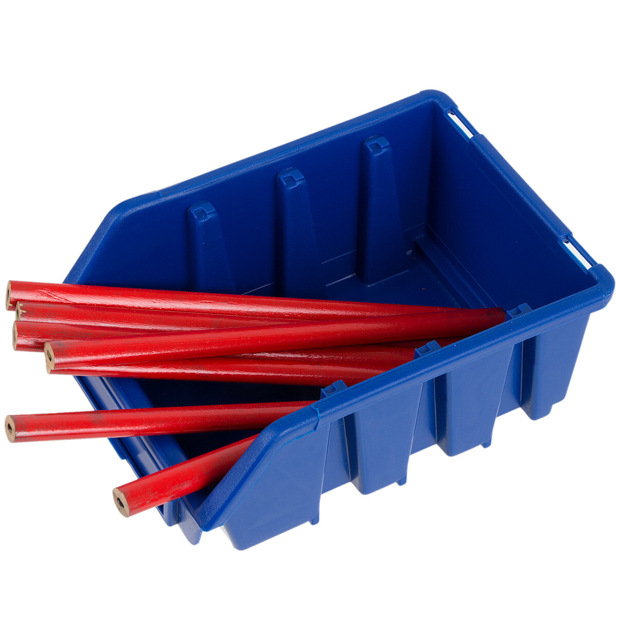Kunststoff-Stapelbox / Lagerbehälter, Blau, Mit Schwarzem