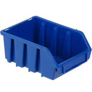 blaue Stapelbox aus Kunststoff mit hoher Traglast Wandlasche