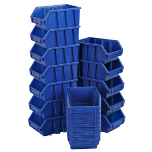 blaue Stapelbox aus Kunststoff mit hoher Traglast Wandlasche