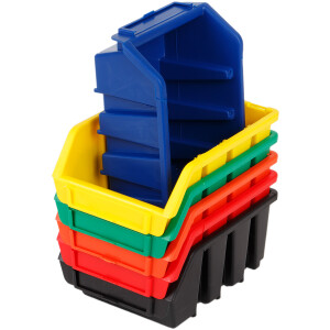 blaue Stapelbox aus Kunststoff mit hoher Traglast Wandlasche