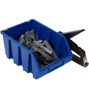 blaue große Stapelkiste mit Etikettenfach und...