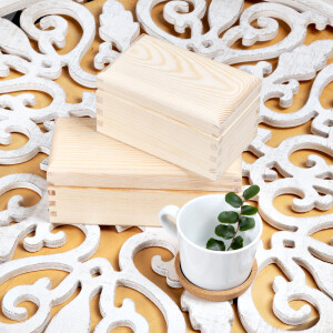 Natürliche Teekiste mit 3 Unterteilungen und Deckel