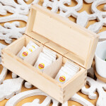 Natürliche Teekiste mit 3 Unterteilungen und Deckel