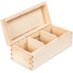 Natürliche Teekiste mit 3 Unterteilungen und Deckel