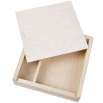 Holzkiste mit Schiebedeckel und 2 Fächern, 18 × 18 × 5 cm