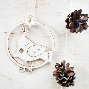Vogel mit Mütze 9 x 8 cm Weihnachtsbaumschmuck