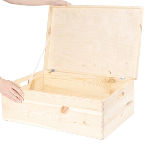 Große Holzkiste mit Deckel, 46 Liter,...