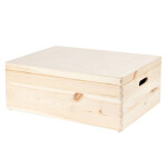 Große Holzkiste mit Deckel, 46 Liter, Tragegriffe, 60 × 40 × 23 cm