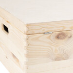 Große Holzkiste mit Deckel, 46 Liter, Tragegriffe, 60 × 40 × 23 cm