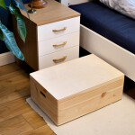 Große Holzkiste mit Deckel, 46 Liter, Tragegriffe, 60 × 40 × 23 cm