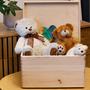 Spielzeugkiste aus Holz mit Klappdeckel, 24 Liter, 40 × 30 × 24 cm