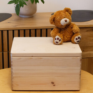 Spielzeugkiste aus Holz mit Klappdeckel, 24 Liter, 40 × 30 × 24 cm