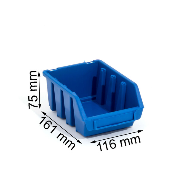 blaue Stapelbox aus Kunststoff mit hoher Traglast Wandlasche