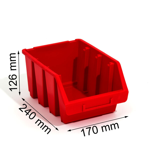 roter Materialflussbehälter 3,8 Liter und Stapelbox für Werkzeugwände