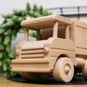 Holz-Lkw, große Sparbüchse als Spielzeugauto, 31,5 × 12 × 15,5 cm