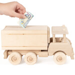Holz-Lkw, große Sparbüchse als Spielzeugauto, 31,5 × 12 × 15,5 cm