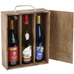 Geschenkkiste aus Holz für 3 Weinflaschen,...