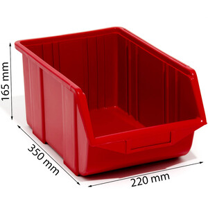 Sichtlagerkiste in Rot, Lagerbehälter 35 x 22 x 16 cm