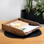 Ablagekorb aus Holz DIN A4 in Eiche Dunkel, 32 × 26 × 7 cm