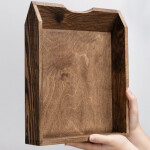 Ablagekorb aus Holz DIN A4 in Eiche Dunkel, 32 × 26 × 7 cm