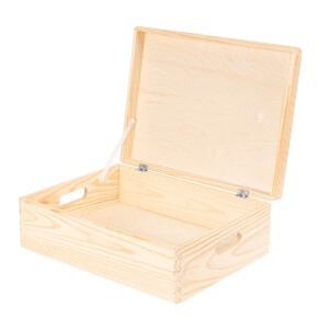 große Holzkiste 13 Liter mit Deckel und Griffen 40 x 30 x 14 cm