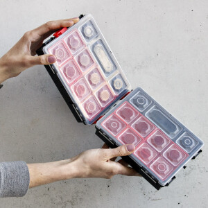 Sortimentskasten 4 Boxen Kleinteilemagazin Box Kleinteilebox Organizer Deckel