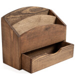Schreibtisch Organizer mit Schublade aus Holz in Eiche Dunkel