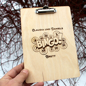 Kleines Klemmbrett Holz DIN A5, Schreibbrett mit Edelstahlklemme