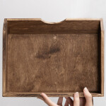 Büroablage DIN A4, Vollholz in Eiche Dunkel, 34 × 27 × 7 cm