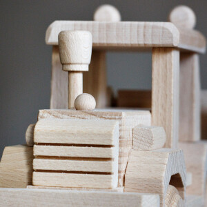 Holz Radlader, Holzspielzeug Bulldozer 27 x 10 x 14 cm