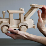 Holz Radlader, Holzspielzeug Bulldozer 27 x 10 x 14 cm