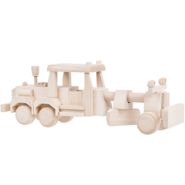 Baufahrzeug aus Holz, Straßenhobel oder Grader, 39 × 9 × 14 cm