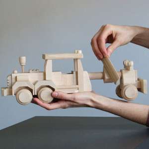 Baufahrzeug aus Holz, Straßenhobel oder Grader,...